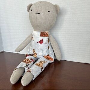 Handcrafted Soft Brown Bear with Coordinating Overalls 13 inches